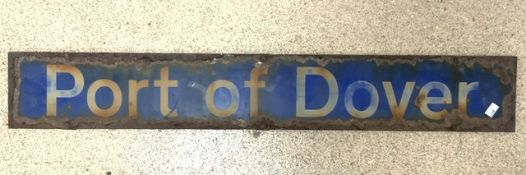 VINTAGE DOUBLE SIDED ADVERTISING SIGN 'PORT OF DOVER'; 100 X 15CM