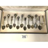 A COLLECTION OF SILVER, ELECTROPLATED AND ENAMEL SOUVENIR TEASPOONS; VARIOUS COUNTRIES AND CITIES;