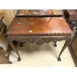 VINTAGE CONSOLE TABLE ON BALL AND CLAW FEET; 94 X 48CM