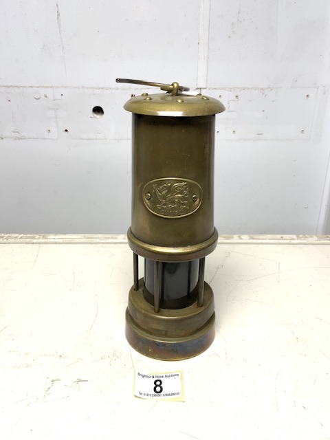 WELSH (CYMRU) BRASS MINERS LAMP; 22CM