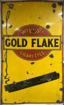 LARGE VINTAGE ENAMEL ADVERTISING SIGN 'WILLS'S GOLD FLAKE CIGARETTES; 152 X 92CM