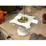 AN ITALIAN PAINTED PLASTER CENTRE TABLE, BY SERGIO LEONI HAVING A SHAPED GLASS TOP, ON A