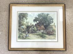 E.R. STURGEON SIGNED PRINT (COUNTRY SCENE) FRAMED AND GLAZED; 91 X 77CM