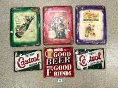 SIX REPRODUCTION ADVERTISING SIGNS