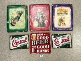 SIX REPRODUCTION ADVERTISING SIGNS