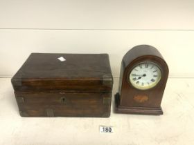 EDWARDIAN 8 DAY DOME TOP CLOCK WITH A BRASS BOUND BOX