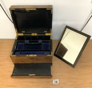 SAMPSON MORDEN & CO - A SUPERIOR QUALITY BURR WALNUT AND BRASS BOUND LADIES TRAVELLING TOILET BOX,