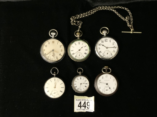 A VICTORIAN STERLING SILVER CASED FOB WATCH; LONDON 1846; ROMAN NUMERALS; SECONDS DIAL; ANOTHER