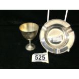 MILITARY INTEREST; A STERLING SILVER ASHTRAY BY WALKER & HALL; SHEFFIELD 1935; BEAD BORDERS,