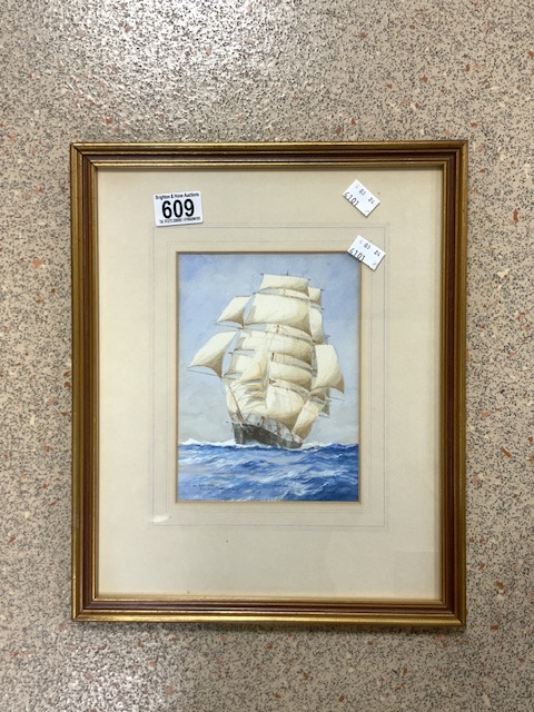 W.M.BURCHALL DATED 1939 SIGNED (IN FULL SAIL) WATERCOLOUR FRAMED AND GLAZED, 31.5 X 38CM