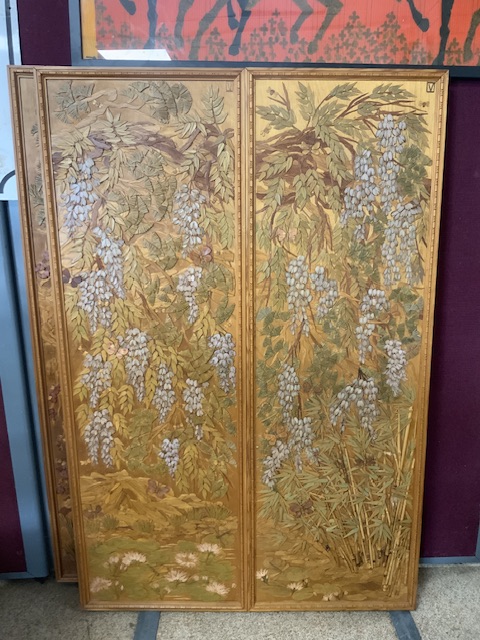 EIGHT EASTERN CARVED WOOODEN PANELS OF BAMBOO AND INSECTS 123 X 40CM - Image 8 of 9