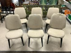 MID-CENTURY SET OF SIX DINING CHAIRS IN GREY FABRIC