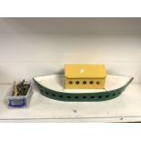 MODEL WOODEN BOAT WITH BRITAINS METAL ANIMALS (NOAH'S ARK)