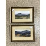 A MCDONALD SIGNED TWO WATERCOLOURS MOORLAND SCENE BOTH FRAMED AND GLAZED; 27 X 19CM