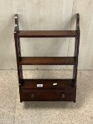 VINTAGE WALL SHELF UNIT WITH TWO DRAWERS 66 X 40CM