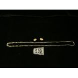 A VINTAGE STRING OF PEARLS WITH 9 CARAT GOLD CLASP; STAMPED '9C'; PEARLS OF GRADUATED SIZE AND A