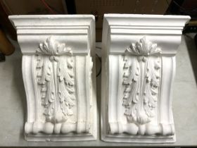 PAIR OF VINTAGE PLASTER CORBELS 33 X 25CM