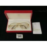 CARTIER: A CASED PAIR OF VINTAGE GLASSES, THE NOSE BRIDGE MARKED 'CARTIER PARIS 55 18', THE HINGES