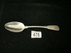 A GEORGE III STERLING SILVER FIDDLE PATTERN TABLESPOON BY PETER & WILLIAM BATEMAN; LONDON 1810;