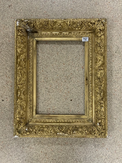 19TH CENTURY WOOD AND PLASTER PICTURE FRAME 73 X 57CM