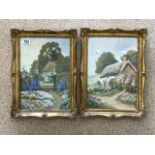 REGINALD DANIEL SHERRIN (1891-1971) PAIR OF OILS ON BOARD - VIEWS OF COTTAGE GARDENS, SIGNED, 36 X