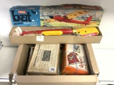 BOXED VINTAGE JIGSAW PUZZLES, VICTORY, JONES AND MORE INCLUDES FROG BAT MODEL GLIDER