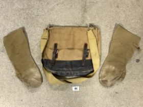 WWI CANVAS SATCHELL (NEWEY) WITH GLOVES