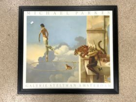 MICHAEL PARKES POSTER DATED 1987 (DREAM FOR ROSA ) FRAMED AND GLAZED; 88 X 78CM