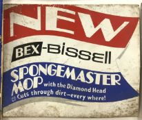 RETRO ADVERTISING SIGN 'NEW BEX - BISSELL SPONGEMASTER MOP'; 43 X 36CM