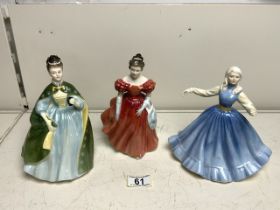 THREE ROYAL DOULTON FIGURINES JENNIFER (HN 2392,) PREMIERE (HN 2343) AND WINSOME (HN 2220)