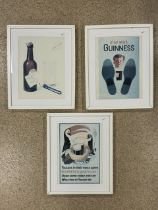 THREE REPRODUCTION GUINNESS RELATED PRINTS FRAMED AND GLAZED 53 X 43CM