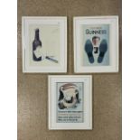 THREE REPRODUCTION GUINNESS RELATED PRINTS FRAMED AND GLAZED 53 X 43CM