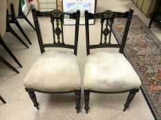 PAIR OF VICTORIAN EBONISED CHAIRS