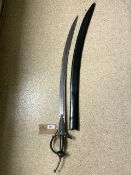 QUALITY REPRODUCTION MARATHA KHANDA / DHOP WITH SCABBARD WITH DAMASCUS BLADE; 113CM