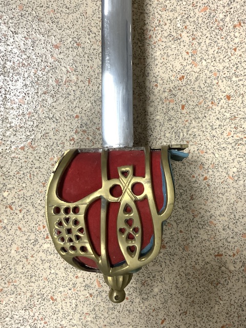 REPRODUCTION BRASS OF 1865 SCOTTISH BROADSWORD; 99CM - Image 2 of 3