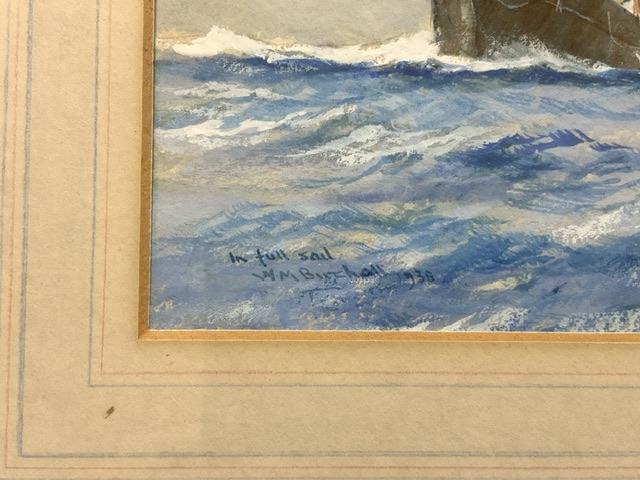 W.M.BURCHALL DATED 1939 SIGNED (IN FULL SAIL) WATERCOLOUR FRAMED AND GLAZED, 31.5 X 38CM - Image 2 of 3