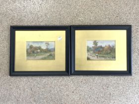 WILL ANDERSON, PAIR OF WATERCOLOUR DRAWINGS - RURAL SCENES WITH FIGURES BOTH SIGNED 12 X 18CM