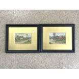 WILL ANDERSON, PAIR OF WATERCOLOUR DRAWINGS - RURAL SCENES WITH FIGURES BOTH SIGNED 12 X 18CM