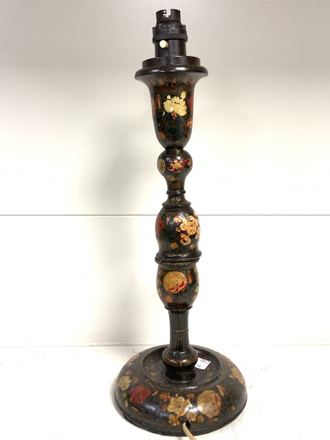 VINTAGE KASHMIRI WOODEN TABLE LAMP BASE; 46CM - Image 2 of 2