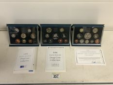 THREE ROYAL MINT PROOF COIN COLLECTION SETS, 1995, 1996, 1997, EACH SET OF COINS IN PRESENTATION