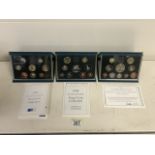 THREE ROYAL MINT PROOF COIN COLLECTION SETS, 1995, 1996, 1997, EACH SET OF COINS IN PRESENTATION