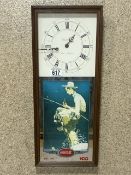 VINTAGE 1986 COCA COLA MIRROR WITH A BUILT IN CLOCK; 54 X 23CM