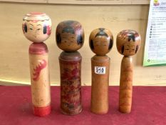 FOUR SIGNED JAPANESE KOKESHI NARUKO DOLL