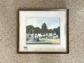 ROBERT WILLIAMS WATERCOLOUR PENCIL DRAWING (THE TIGER INN EAST DEAN) FRAMED AND GLAZED 36 X 32CM