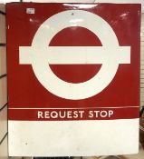 HEAVY DOUBLE SIDED METAL BUS 'REQUEST STOP' SIGN 53 X 46CM