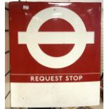 HEAVY DOUBLE SIDED METAL BUS 'REQUEST STOP' SIGN 53 X 46CM