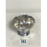 AN EDWARDIAN STERLING SILVER SUGAR BOWL BY ELKINGTON & CO; BIRMINGHAM 1909; CIRCULAR WRYTHEN FORM,