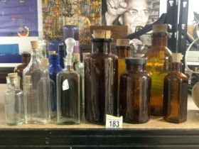 QUANTITY OF MIXED SIZES AND COLOURS MEDICINE BOTTLES