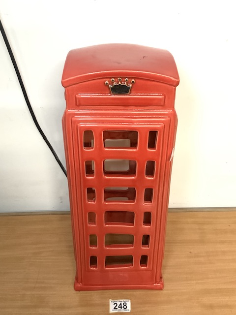 CERAMIC ICONIC RED TELEPHONE BOX; 45CM