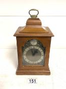 WALNUT CASED TEMPUS FUGIT MANTEL CLOCK